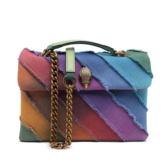 Kurt Geiger London Large Rainbow Denim Kensington Bag - Picture 1 of 7